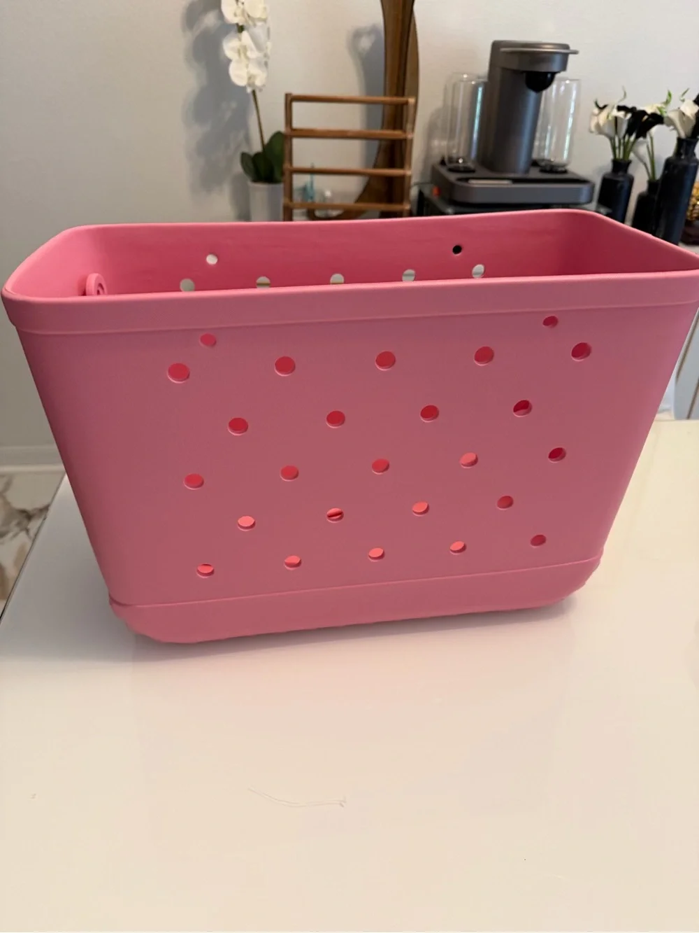 Pink Ventilated Storage Bin for Home Organization